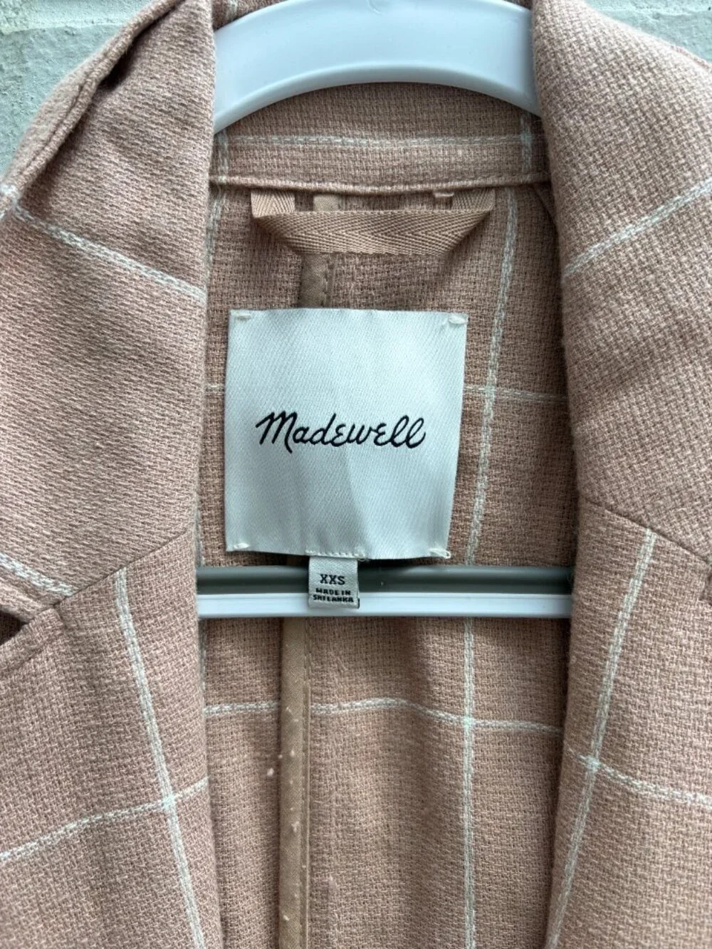 Oversized Peach Checked Linen Madewell Blazer